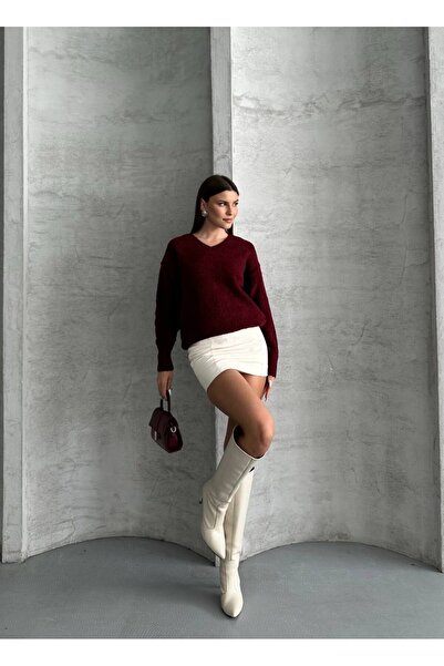 ZF BUTİK Women's V-Neck Knitwear Sweater