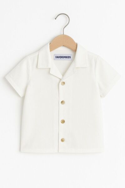 Cherry Baby Favorimkids Beyaz Kısa kollu Pamuklu Erkek Bebek Gömlek 1-6 Yaş