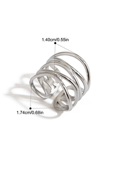 Pursehuit Inel culoare argintie, reglabil, din oțel inoxidabil, suflat cu aur...