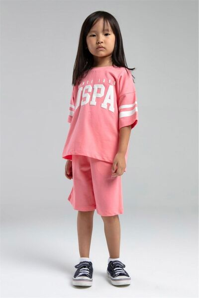 U.S. Polo Assn. Kids U.S. Polo Girls' Bermuda Set Two Thread Knitted Fabric