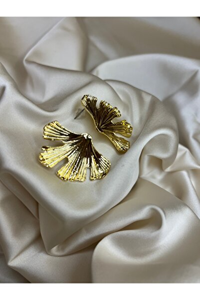 Roha أقراط أوراق الذهب الصلب