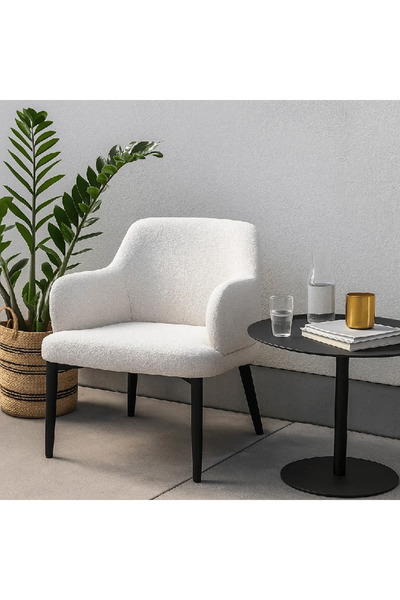 genric Single Chair Bouclé Fabric Off-White 50-60-78 cm