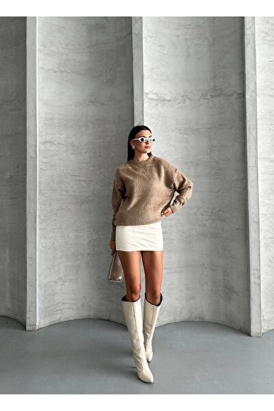 ZF BUTİK Γυναικείο Πλεκτό πουλόβερ με λαιμόκοψη