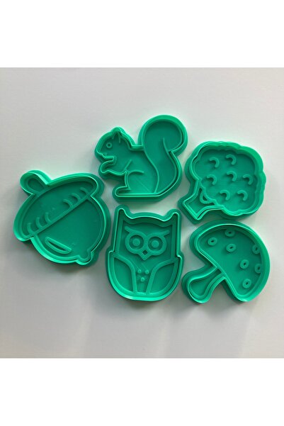 Düvencioğlu مجموعة قوالب بسكويت على شكل حيوانات الغابة، 5 قطع، أخضر، مصنوع من...