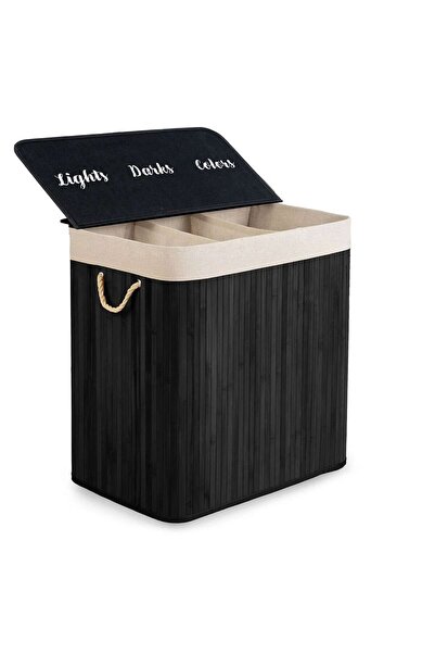 DacEnergy Laundry basket, made of bamboo and cotton, breathable construction,...