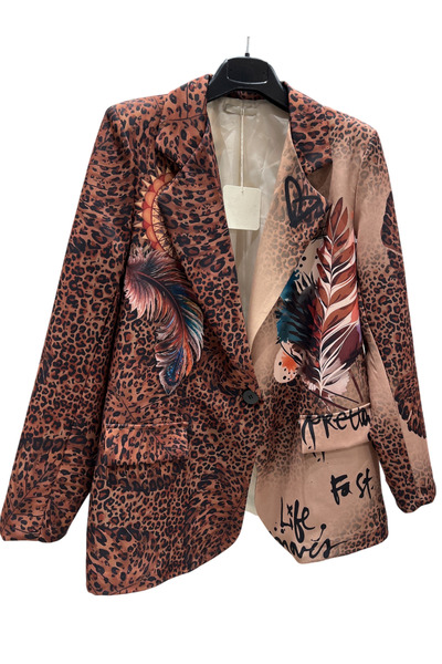 OEM Animal print jacket with tribal feathers