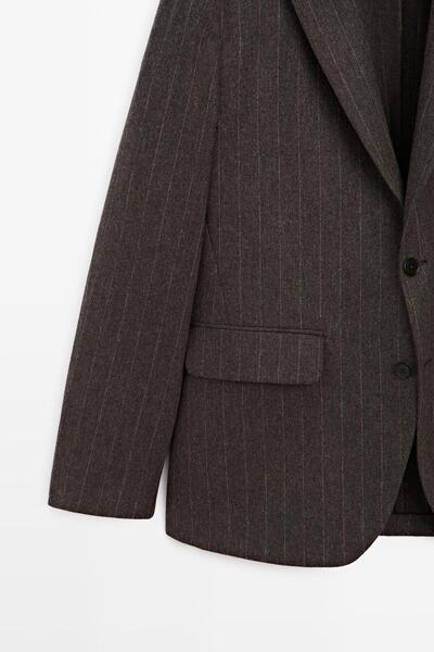 Massimo Dutti Wool suit blend striped blazer