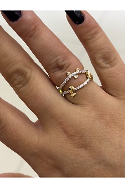 Hicrans Takı DALGALI BALIK VE DENİZ KABUĞU FİGÜRLÜ GOLD VİP SERİ YÜZÜK