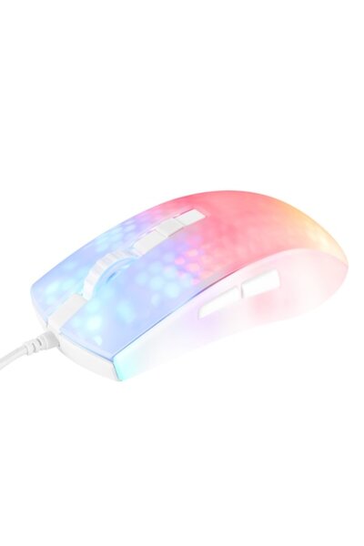 Deltaco Gaming Mouse de gaming ultraușor cu RGB Deltaco Gaming, alb mat semitransparent