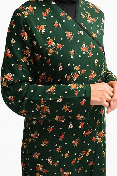 Bilenler Φόρεμα προσευχής με διπλό στήθος με λουλουδάτο σχέδιο – 100% βισκόζη, με πλάγια δέσιμο, μέγεθος 36-46