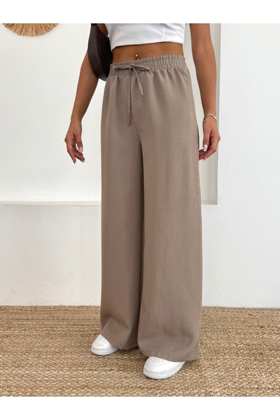 BILDEŞA Women's Elastic Waist Pleated Palazzo Pants