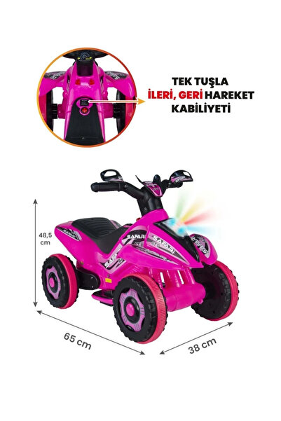 UJ Toys 9000 Akülü Atv 6 V Safari Pembe