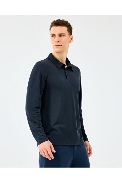 SKECHERS M Long Sleeve Modal Polo Polo Erkek Siyah Polo Yaka Tshirt S2520085-3817