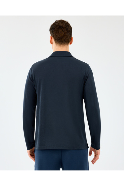 SKECHERS M Long Sleeve Modal Polo Polo Erkek Siyah Polo Yaka Tshirt S2520085-3817