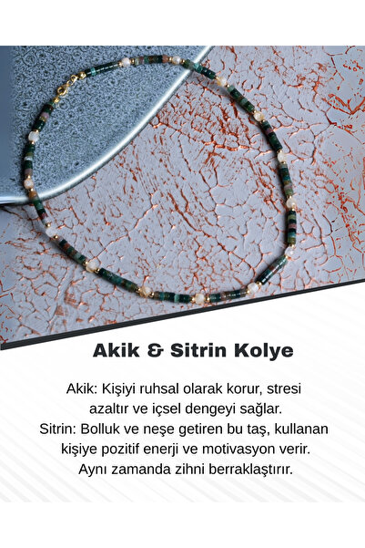 Saff Doğal Taş Agate & Citrine Necklace