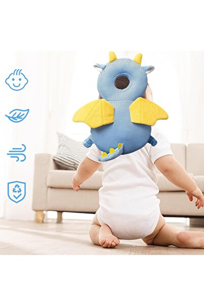 Flippy Rucksack Pillow for Head Protection, Flippy, Dragon Headrest, for Babies, Mesh Design, 33x6x19 cm, 1