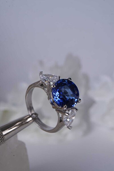 Aksesuaring Labgrown Safir Taşlı Gümüş Yüzük
