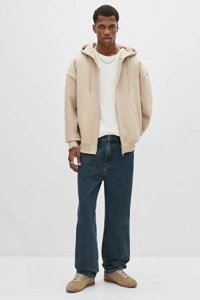 Pull & Bear Basic kapüşonlu fermuarlı sweatshirt