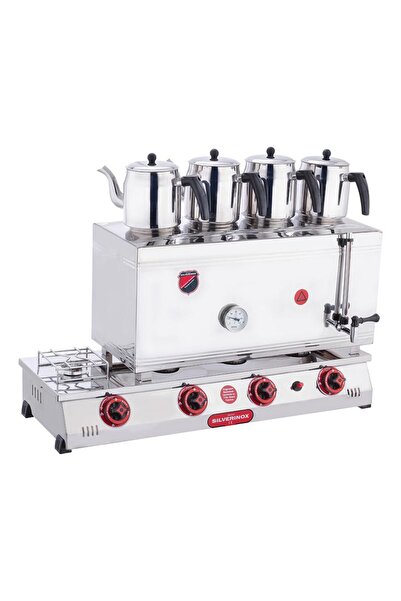 Silverinox Işıkgaz 2102-D 85 Model Kaynaklı 4 Demlikli Çay Ocağı, 58 L, Doğal...