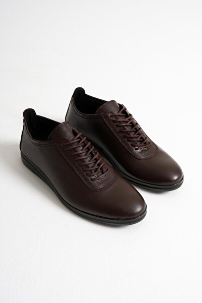 Mubiano حذاء روفان رجالي بني اللون من الجلد الطبيعي برباط مريح للاستخدام اليومي