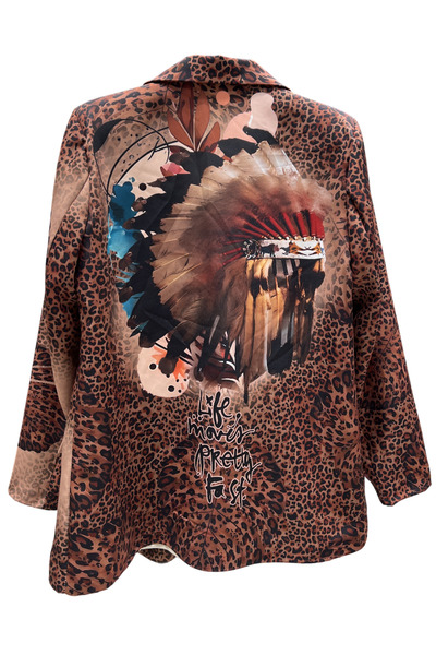 OEM Animal print jacket with tribal feathers