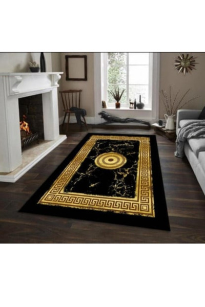 Blusmart Living room rug, black/yellow pattern