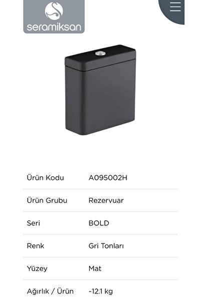 Seramiksan Bold Rim-out Mat Antrasit Dtd Klozet