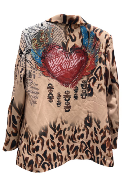 OEM Frida Leopard Newspaper Women's Jacket