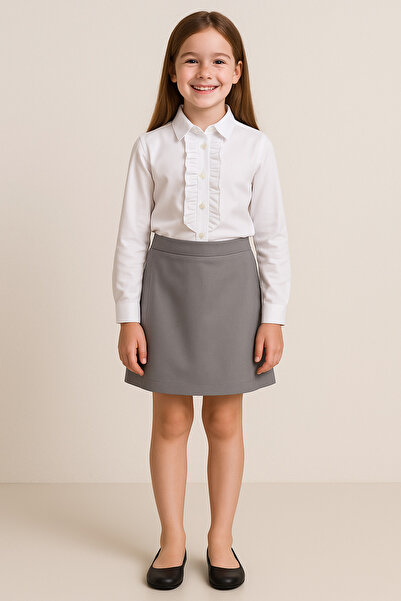 tinytrends Girls' School Shorts Skirt Gabardine 100% Cotton Flexible Waist