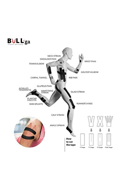 BULLGA شريط علم الحركة كينيسيو من بولقا 5 سم × 5 متر