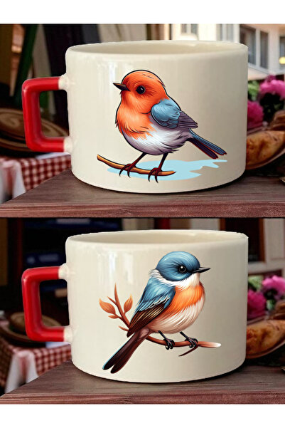lili hediyelik Cute Bird Printed Coffee Cup - Gift for Mothers, New Year's Gi...
