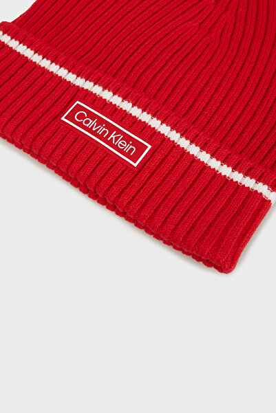 Calvin Klein Logolu Pamuk ve Kaşmir Karışımlı Bere LV04D8054GXMD Erkek BERE LV04D8054G XMD