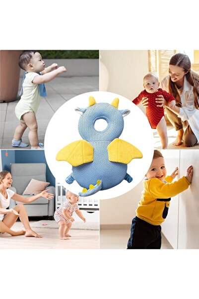 Flippy Rucksack Pillow for Head Protection, Flippy, Dragon Headrest, for Babies, Mesh Design, 33x6x19 cm, 1