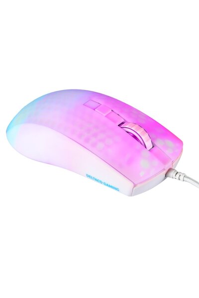 Deltaco Gaming Mouse de gaming ultraușor cu RGB Deltaco Gaming, alb mat semitransparent