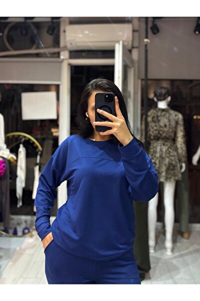 TRENDBUTİK Eşofman Lacivert Takımı Detay Penye Kadın