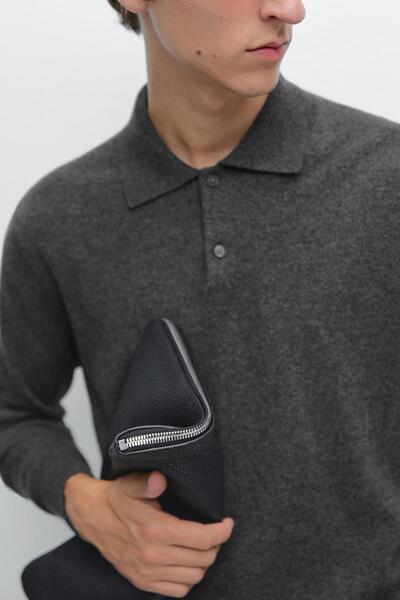 Massimo Dutti Napa deri kese clutch çanta