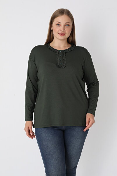 Orly More Μίνι σκίσιμο από ύφασμα βισκόζης Μακρυμάνικη μπλούζα από βαμβακερή μητέρα με λεπτομέρεια σε μακρυμάνικο πέτο και κουμπιά