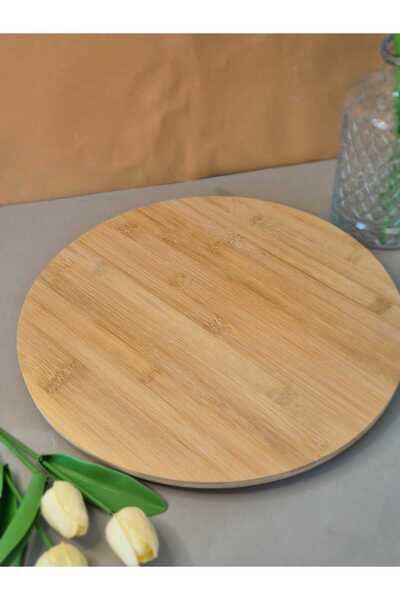 beatrix home Bamboo Presentation Plate 360 Degree Rotating Presentation Plate for Pizza, Breakfast, Cheese Plate 35 cm