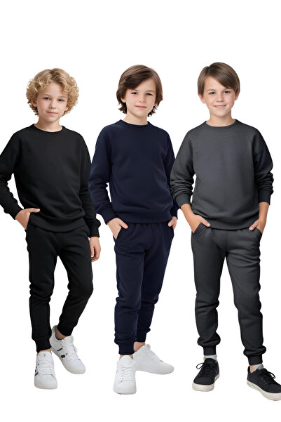 FYK COLLECTİON 3-компонентен спортен екип за момчета с обло деколте