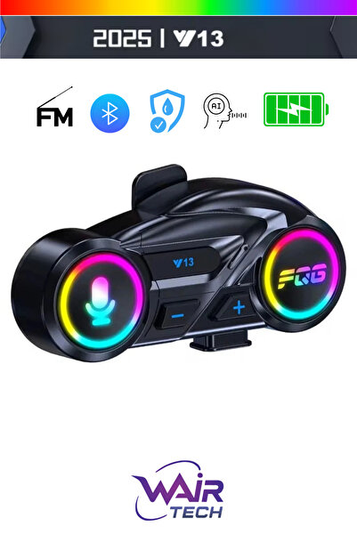 Wair Teknoloji Y13 Motor Kask Kulaklık RGB Modlu Radyolu Motosiklet Kulaklık 5.3 Bluetooth Intercom