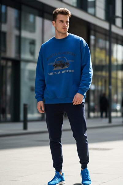 KOZİA OUTDOORS Φούτερ unisex με στάμπα και λαιμόκοψη ποδηλάτου, oversized