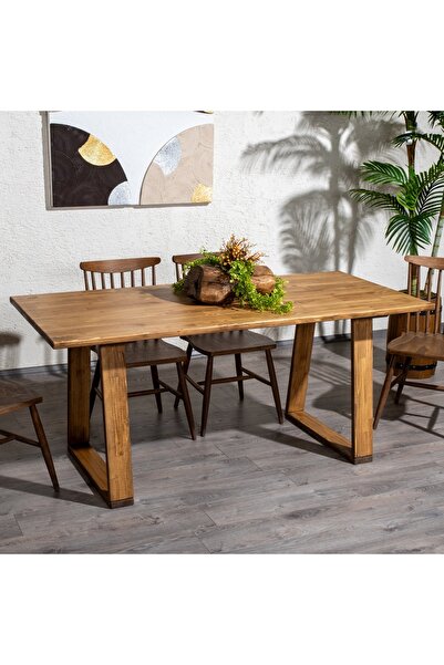 woodbaba Masif Ahşap Yemek Masası-Koyu Ceviz-175x80 cm-6 Kişilik Mutfak-Salon...