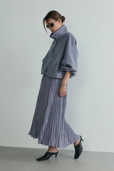 Suud Collection Gri Donette Piliseli Etek