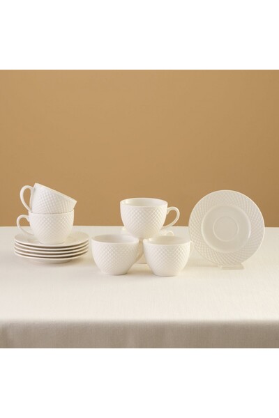 Karaca Nina Embossed Teetassen-Set für 6 Personen, 220 ml