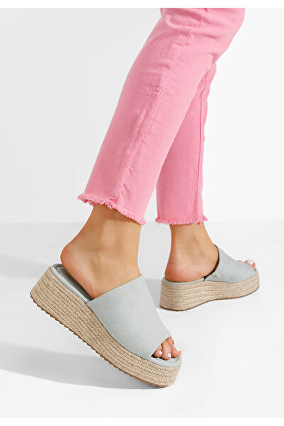 B T Shoes Παντόφλες με πλατφόρμα Sitema Τζιν