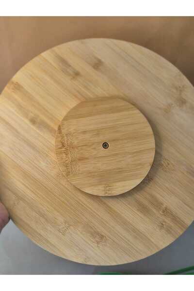 beatrix home BAMBU SUNUM TABLASI 360 DERECE DÖNER SUNUMLUK PİZZA, KAHVALTI, PEYNİR TABAĞI 35 CM