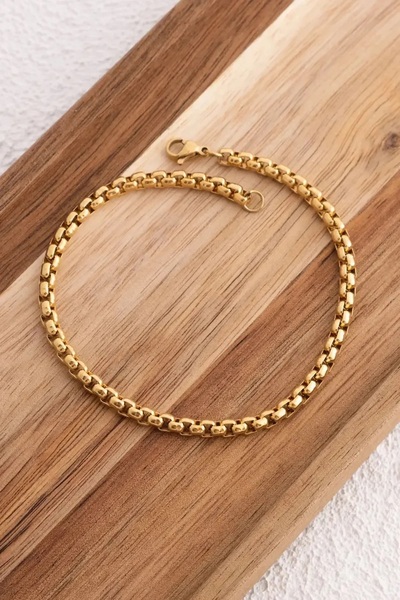 ByFlorya Jewelry سوار رجالي من الفولاذ 3 مم سلسلة مستديرة مقاومة للصدأ 20 سم