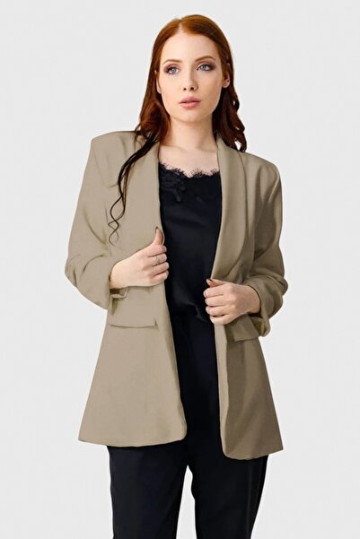 FashionForYou Sacou business BLUMY, cu buzunare decorative, Bej,