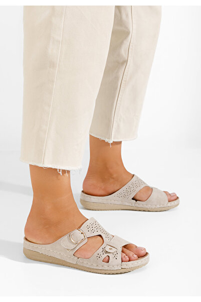 B T Shoes Béžové ortopedické šľapky Skena