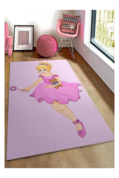 Blusmart Children's room carpet, pink fairy pattern